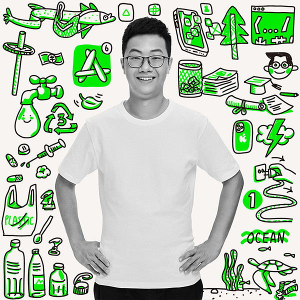 谭健辉和他的小组同学们设计了一款能够满足绿色标签和追踪商品碳足迹要求的App